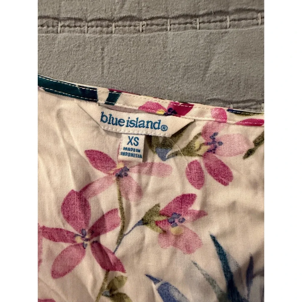 Blue Island Womens Tropical Floral Pineapple‎ Beach Coverup Dress White XS